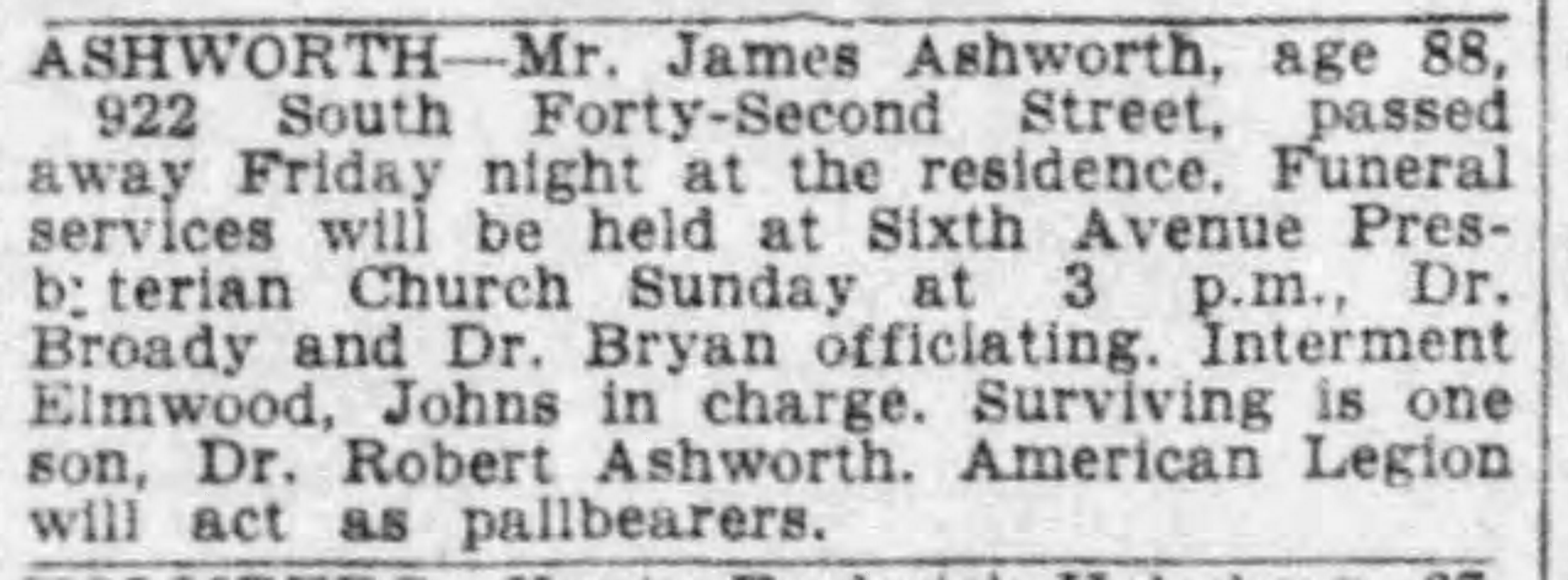 James Ashworth obituary